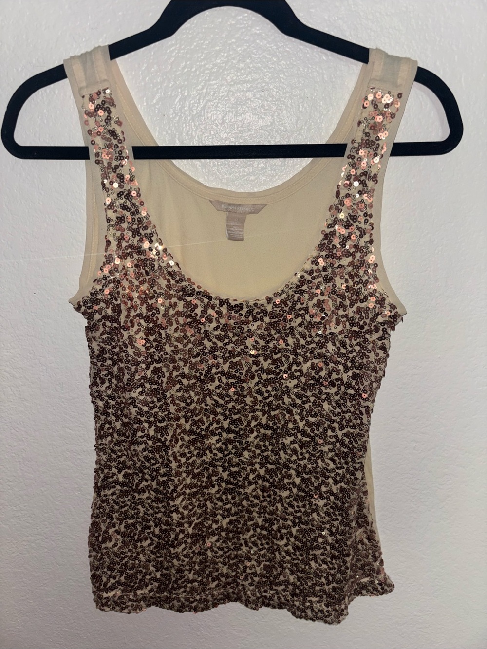 Banana Republic Sequin Embellished Cream Tank Top